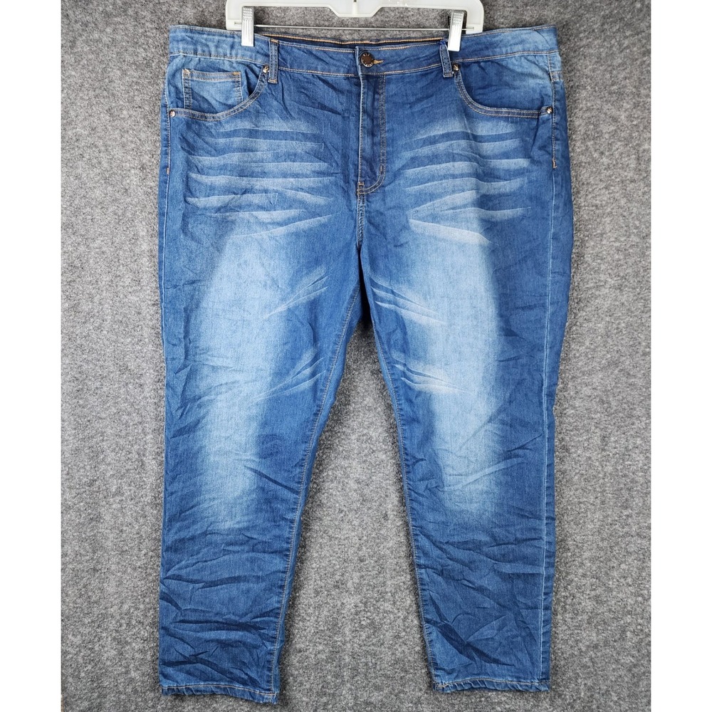 VIP Jeans Skinny Denim Pants Womens 22 Blue Medium Wash Stretch Whiskered NWT